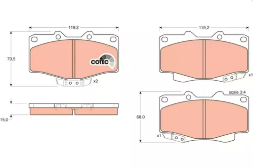 Brake Pad Set, disc brake TRW GDB797)