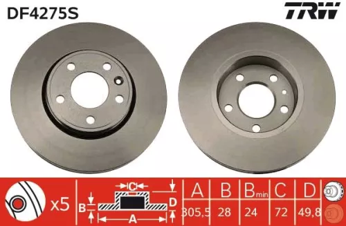 Brake Disc TRW DF4275S)