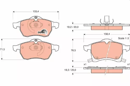 Brake Pad Set, disc brake TRW GDB1350)