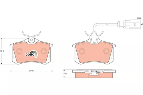 Brake Pad Set, disc brake TRW GDB1415)