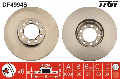 Brake Disc TRW DF4994S)