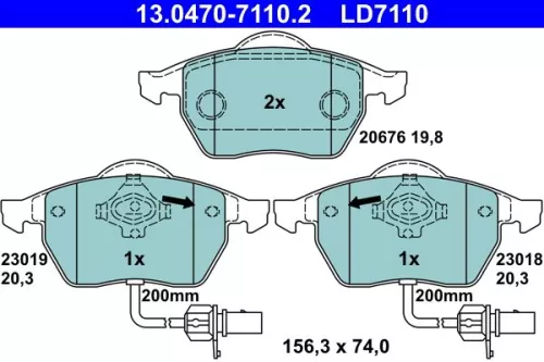 Brake Pad Set, disc brake ATE 13.0470-7110.2)