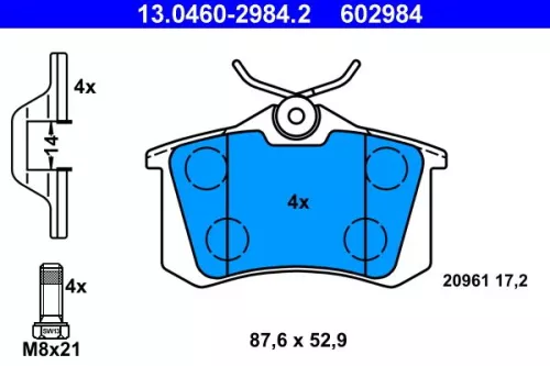 Brake Pad Set, disc brake ATE 13.0460-2984.2)