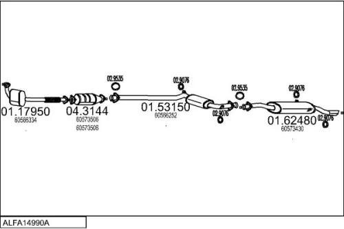 Exhaust System MTS ALFA14990A000154)