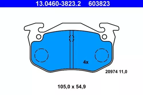Brake Pad Set, disc brake ATE 13.0460-3823.2)