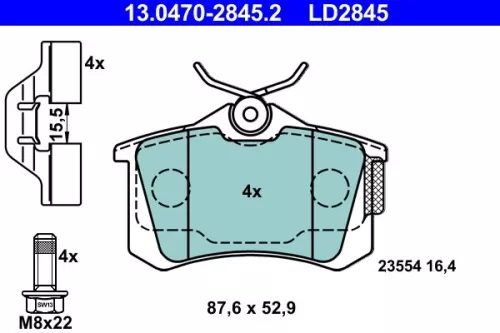 Brake Pad Set, disc brake ATE 13.0470-2845.2)