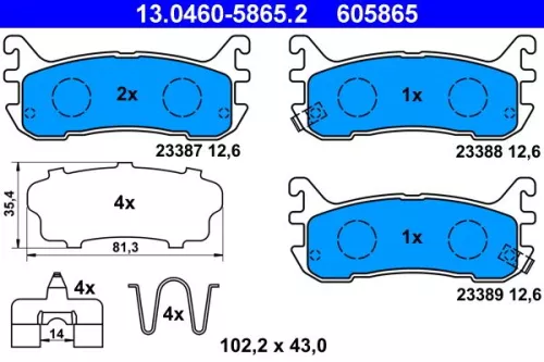 Brake Pad Set, disc brake ATE 13.0460-5865.2)