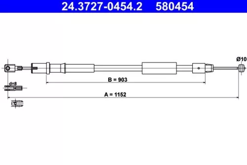 Cable Pull, parking brake ATE 24.3727-0454.2)