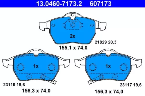 Brake Pad Set, disc brake ATE 13.0460-7173.2)