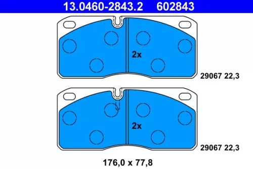 Brake Pad Set, disc brake ATE 13.0460-2843.2)