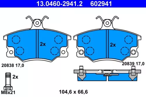 Brake Pad Set, disc brake ATE 13.0460-2941.2)