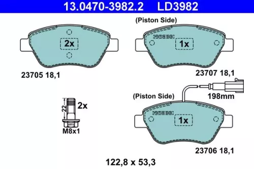 Brake Pad Set, disc brake ATE 13.0470-3982.2)