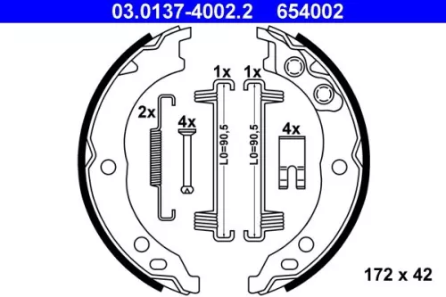 Brake Shoe Set, parking brake ATE 03.0137-4002.2)