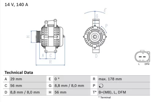Alternator BOSCH 0 986 046 180)