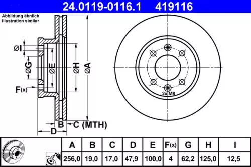 Brake Disc ATE 24.0119-0116.1)