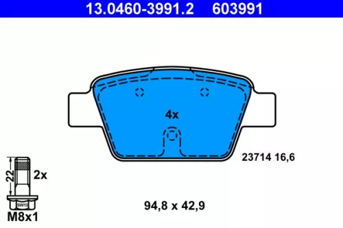 Brake Pad Set, disc brake ATE 13.0460-3991.2)