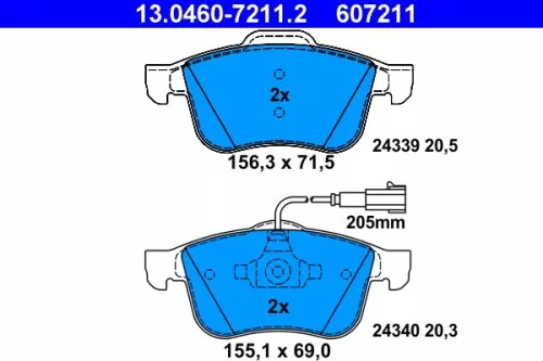 Brake Pad Set, disc brake ATE 13.0460-7211.2)