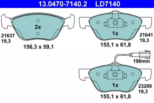Brake Pad Set, disc brake ATE 13.0470-7140.2)