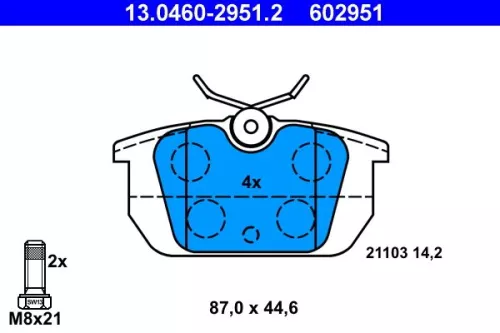 Brake Pad Set, disc brake ATE 13.0460-2951.2)