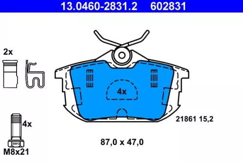 Brake Pad Set, disc brake ATE 13.0460-2831.2)