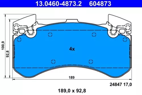 Brake Pad Set, disc brake ATE 13.0460-4873.2)