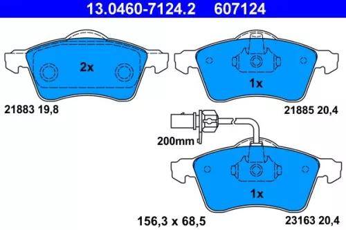 Brake Pad Set, disc brake ATE 13.0460-7124.2)