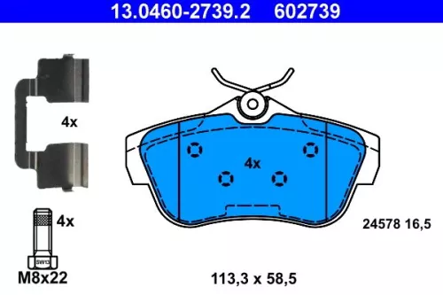 Brake Pad Set, disc brake ATE 13.0460-2739.2)