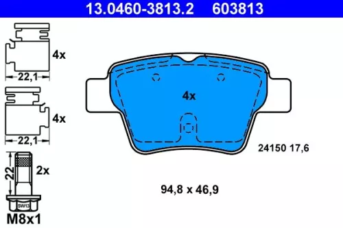Brake Pad Set, disc brake ATE 13.0460-3813.2)