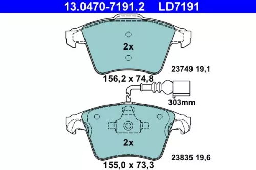 Brake Pad Set, disc brake ATE 13.0470-7191.2)