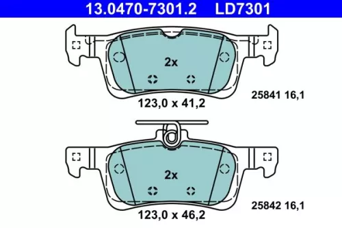 Brake Pad Set, disc brake ATE 13.0470-7301.2)