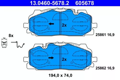 Brake Pad Set, disc brake ATE 13.0460-5678.2)