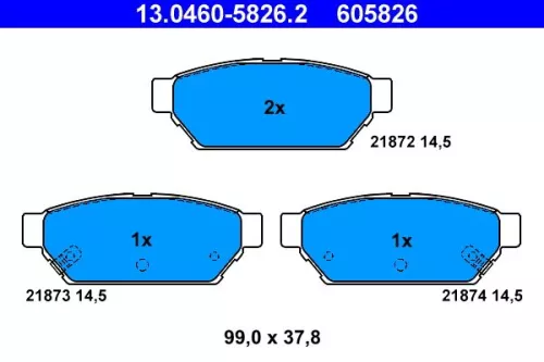 Brake Pad Set, disc brake ATE 13.0460-5826.2)