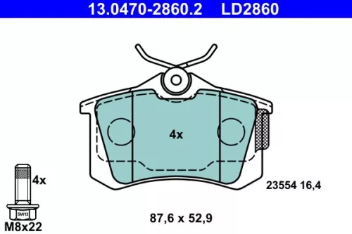 Brake Pad Set, disc brake ATE 13.0470-2860.2)