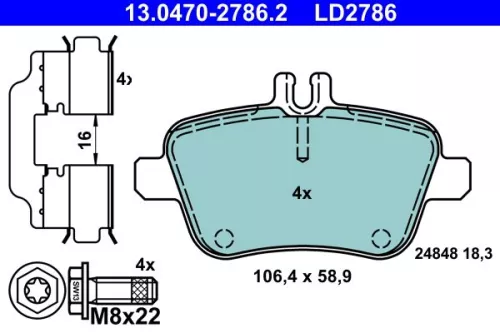 Brake Pad Set, disc brake ATE 13.0470-2786.2)