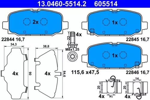 Brake Pad Set, disc brake ATE 13.0460-5514.2)