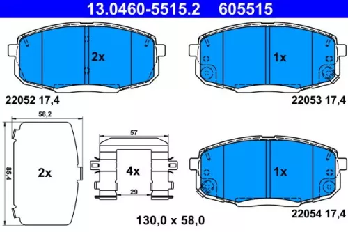 Brake Pad Set, disc brake ATE 13.0460-5515.2)