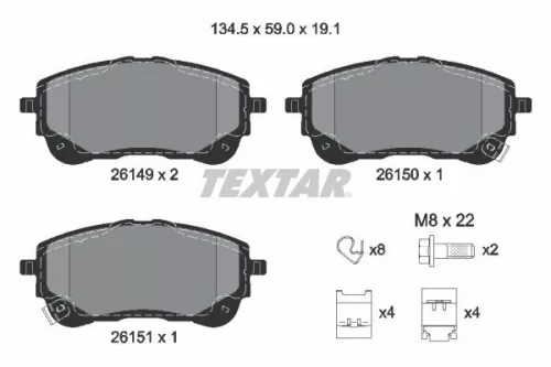 Brake Pad Set, disc brake TEXTAR 2614901)