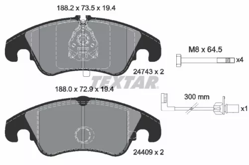 Brake Pad Set, disc brake TEXTAR 2474301)
