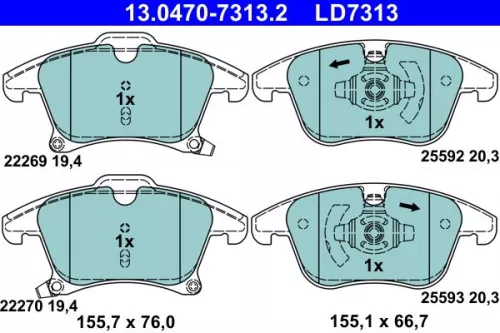 Brake Pad Set, disc brake ATE 13.0470-7313.2)