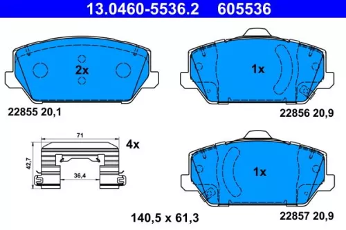 Brake Pad Set, disc brake ATE 13.0460-5536.2)