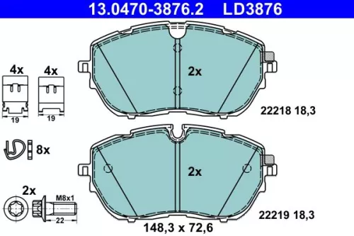 Brake Pad Set, disc brake ATE 13.0470-3876.2)