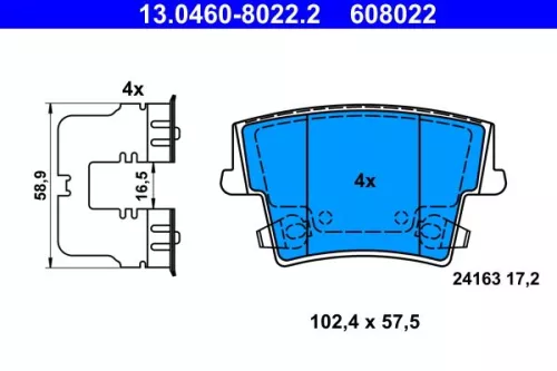 Brake Pad Set, disc brake ATE 13.0460-8022.2)