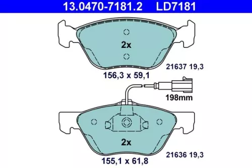 Brake Pad Set, disc brake ATE 13.0470-7181.2)