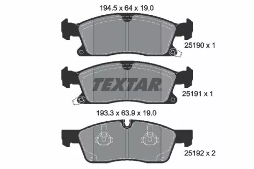Brake Pad Set, disc brake TEXTAR 2519002)