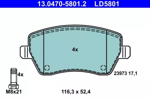 Brake Pad Set, disc brake ATE 13.0470-5801.2)
