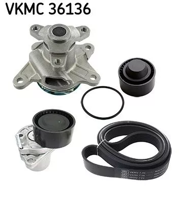 Water Pump + V-ribbed Belt Kit SKF VKMC 36136)
