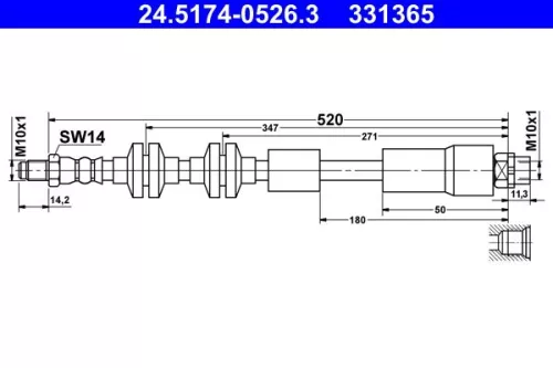 Brake Hose ATE 24.5174-0526.3)