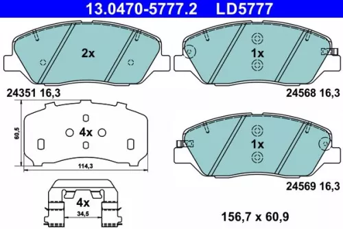Brake Pad Set, disc brake ATE 13.0470-5777.2)