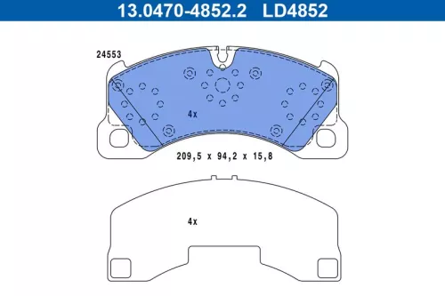 Brake Pad Set, disc brake ATE 13.0470-4852.2)