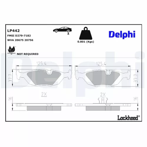 Brake Pad Set, disc brake DELPHI LP442)
